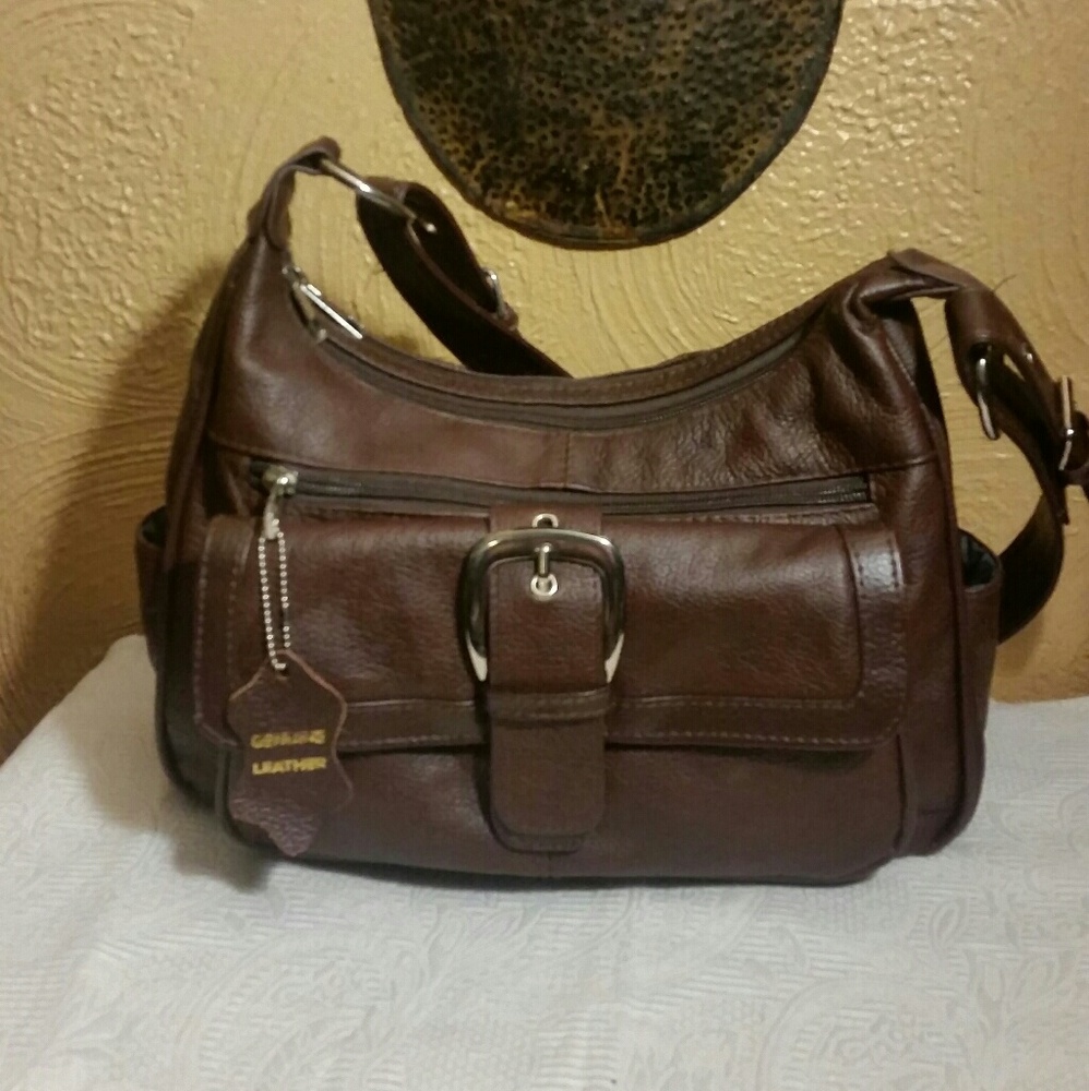 Brown leather purse.